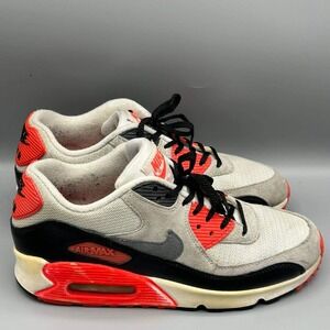 Nike Air Max 90 Sneaker Shoes Youth 6.5Y Infrared White Black Grey 724882-100